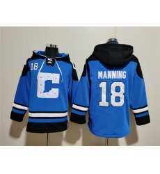 Men's Indianapolis Colts #18 Peyton Manning Blue Ageless Must-Have Lace-Up Pullover Hoodie