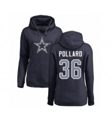 Football Women's Dallas Cowboys #36 Tony Pollard Navy Blue Name & Number Logo Pullover Hoodie