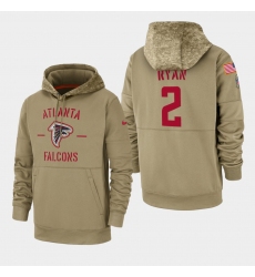 Men's Atlanta Falcons #2 Matt Ryan 2019 Salute to Service Sideline Therma Pullover Hoodie - Tan