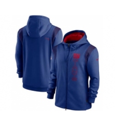 Men's New York Giants 2021 Royal Sideline Team Performance Full-Zip Hoodie