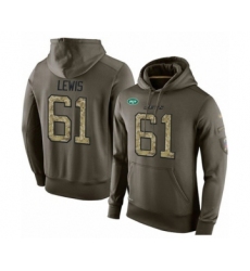 Football Men's New York Jets #61 Alex Lewis Green Salute To Service Pullover Hoodie