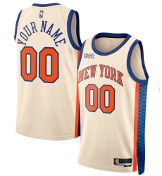 Men's New Yok Knicks Active Player Custom Cream 2025-26 City Edition Swingman Stitched Basketball Jersey