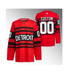 Men's Detroit Red Wings Custom Red 2022-23 Reverse Retro Stitched Jersey