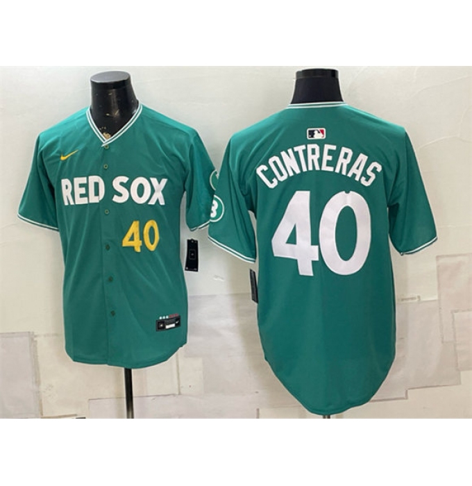 Men's Boston Red Sox #40 Willson Contreras Green 2025 City Connect Limited Stitched Baseball Jersey