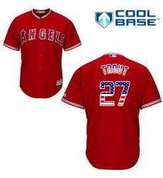 Men's Majestic Los Angeles Angels of Anaheim #27 Mike Trout Replica Red USA Flag Fashion MLB Jersey