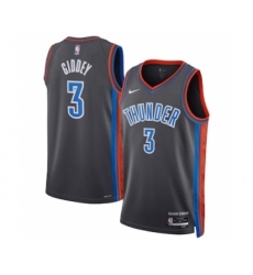 Men's Oklahoma City Thunder #3 Josh Giddey Gray Icon Edition Stitched Basketball Jersey