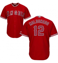 Youth Majestic Los Angeles Angels of Anaheim #12 Martin Maldonado Authentic Red Alternate Cool Base MLB Jersey