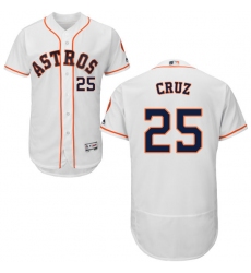 Men's Majestic Houston Astros #25 Jose Cruz Jr. White Home Flex Base Authentic Collection MLB Jersey