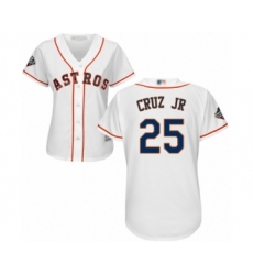 Women's Houston Astros #25 Jose Cruz Jr. Authentic White Home Cool Base 2019 World Series Bound Baseball Jersey