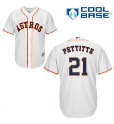 Youth Majestic Houston Astros #21 Andy Pettitte Authentic White Home Cool Base MLB Jersey
