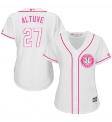Women's Majestic Houston Astros #27 Jose Altuve Authentic White Fashion Cool Base MLB Jersey