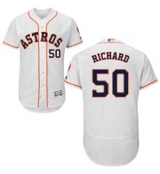 Men's Majestic Houston Astros #50 J.R. Richard White Home Flex Base Authentic Collection MLB Jersey