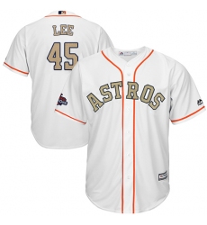 Men's Majestic Houston Astros #45 Carlos Lee Replica White 2018 Gold Program Cool Base MLB Jersey