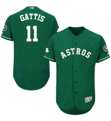 Men's Majestic Houston Astros #11 Evan Gattis Green Celtic Flexbase Authentic Collection MLB Jersey