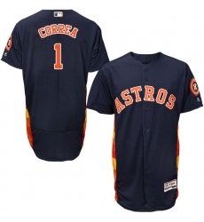 Men's Majestic Houston Astros #1 Carlos Correa Navy Blue Alternate Flex Base Authentic Collection MLB Jersey