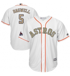 Youth Majestic Houston Astros #5 Jeff Bagwell Authentic White 2018 Gold Program Cool Base MLB Jersey