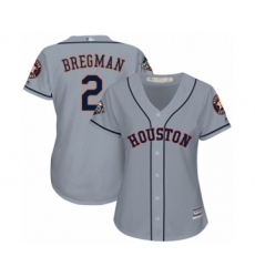 Women's Houston Astros #2 Alex Bregman Authentic Grey Road Cool Base 2019 World Series Bound Baseball Jersey