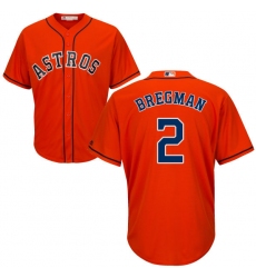 Youth Majestic Houston Astros #2 Alex Bregman Authentic Orange Alternate Cool Base MLB Jersey