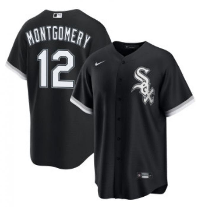 Men's Chicago White Sox #12 Colson Montgomery Black Cool Base Stitched Jersey