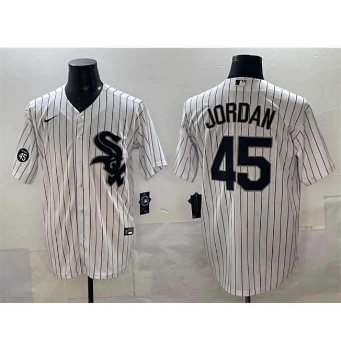 Men's Chicago White Sox #45 Michael Jordan White With Cool Base Stitched Baseball Jersey