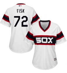 Women's Majestic Chicago White Sox #72 Carlton Fisk Authentic White 2013 Alternate Home Cool Base MLB Jersey