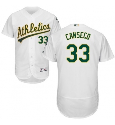 Men's Majestic Oakland Athletics #33 Jose Canseco White Home Flex Base Authentic Collection MLB Jersey