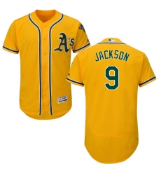 Men's Majestic Oakland Athletics #9 Reggie Jackson Gold Alternate Flex Base Authentic Collection MLB Jersey