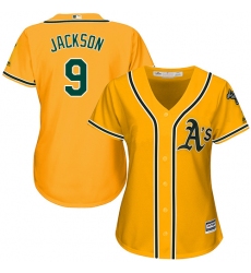 Women's Majestic Oakland Athletics #9 Reggie Jackson Authentic Gold Alternate 2 Cool Base MLB Jersey