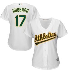 Women's Majestic Oakland Athletics #17 Glenn Hubbard Authentic White Home Cool Base MLB Jersey