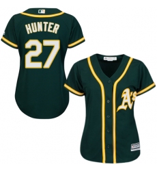 Women's Majestic Oakland Athletics #27 Catfish Hunter Replica Green Alternate 1 Cool Base MLB Jersey