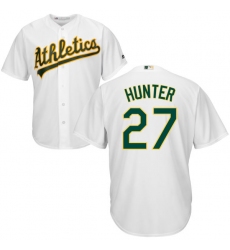 Youth Majestic Oakland Athletics #27 Catfish Hunter Authentic White Home Cool Base MLB Jersey