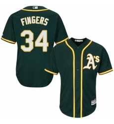 Men's Majestic Oakland Athletics #34 Rollie Fingers Replica Green Alternate 1 Cool Base MLB Jersey