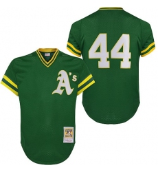 Men's Mitchell and Ness Oakland Athletics #34 Rollie Fingers Replica Green Throwback MLB Jersey