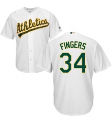 Youth Majestic Oakland Athletics #34 Rollie Fingers Authentic White Home Cool Base MLB Jersey
