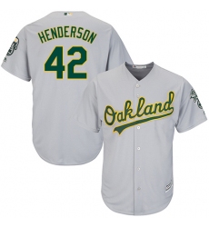 Men's Majestic Oakland Athletics #42 Dave Henderson Replica Grey Road Cool Base MLB Jersey