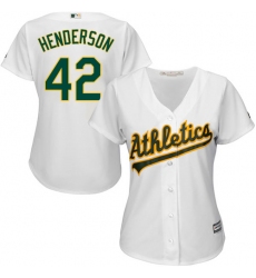 Women's Majestic Oakland Athletics #42 Dave Henderson Replica White Home Cool Base MLB Jersey