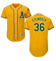 Men's Majestic Oakland Athletics #36 Terry Steinbach Gold Alternate Flex Base Authentic Collection MLB Jersey
