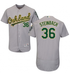 Men's Majestic Oakland Athletics #36 Terry Steinbach Grey Road Flex Base Authentic Collection MLB Jersey