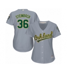Women's Oakland Athletics #36 Terry Steinbach Replica Grey Road Cool Base Baseball Jersey