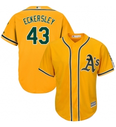 Men's Majestic Oakland Athletics #43 Dennis Eckersley Replica Gold Alternate 2 Cool Base MLB Jersey