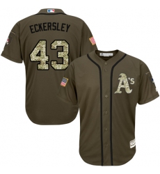 Youth Majestic Oakland Athletics #43 Dennis Eckersley Replica Green Salute to Service MLB Jersey