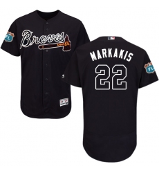Men's Majestic Atlanta Braves #22 Nick Markakis Navy Blue Alternate Flex Base Authentic Collection MLB Jersey