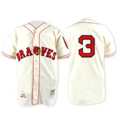 Men's Mitchell and Ness Atlanta Braves #3 Babe Ruth Authentic Cream Throwback MLB Jersey