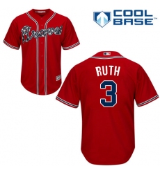 Youth Majestic Atlanta Braves #3 Babe Ruth Authentic Red Alternate Cool Base MLB Jersey