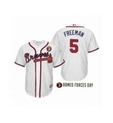 Women 2019 Armed Forces Day Freddie Freeman #5 Atlanta Braves White Jersey