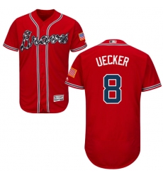 Men's Majestic Atlanta Braves #8 Bob Uecker Red Alternate Flex Base Authentic Collection MLB Jersey