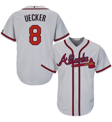 Men's Majestic Atlanta Braves #8 Bob Uecker Replica Grey Road Cool Base MLB Jersey