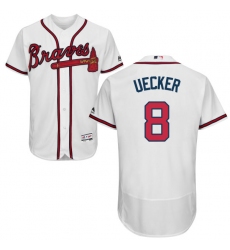 Men's Majestic Atlanta Braves #8 Bob Uecker White Home Flex Base Authentic Collection MLB Jersey