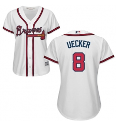 Women's Majestic Atlanta Braves #8 Bob Uecker Authentic White Home Cool Base MLB Jersey