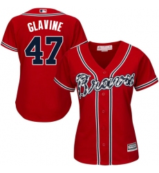 Women's Majestic Atlanta Braves #47 Tom Glavine Authentic Red Alternate Cool Base MLB Jersey